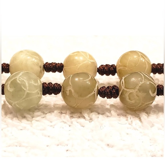 OFFERS WELCOMED - Pierced Mutton Fat Jade Flower Pendant Necklace 57.7g - Picture 5 of 11